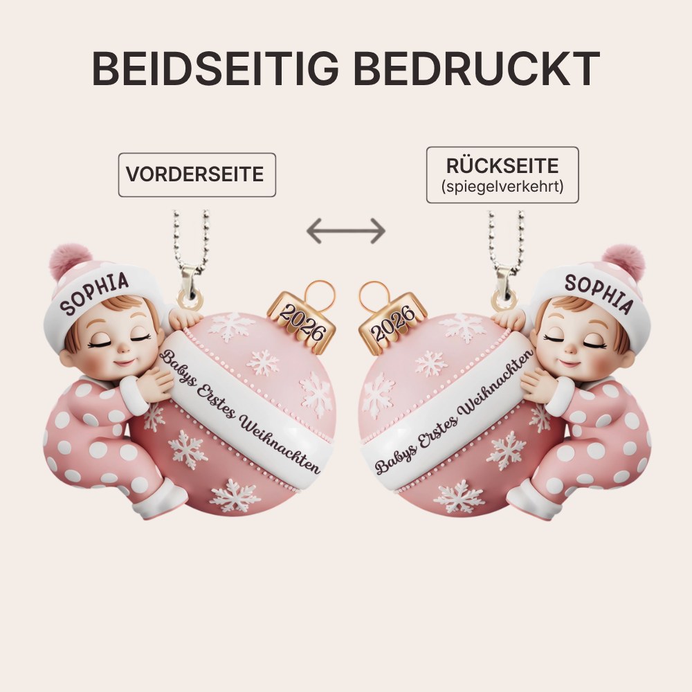 "Babys Erstes Weihnachten" Acryl-Anhänger mit Name Personalisierter Weihnachtschmuck