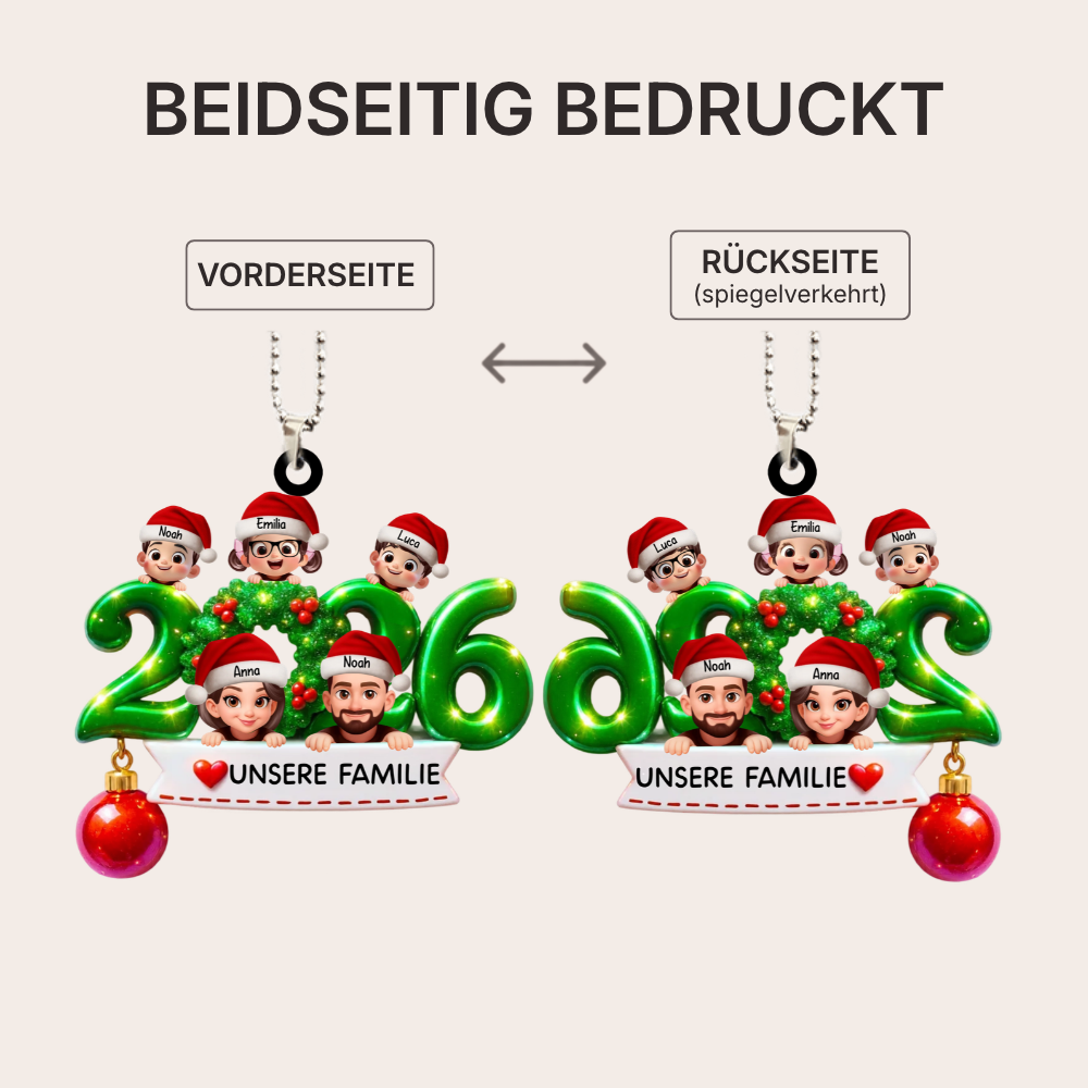 2025 Familie - Acrylornament mit Elten und Kinder Christbaumschmuck