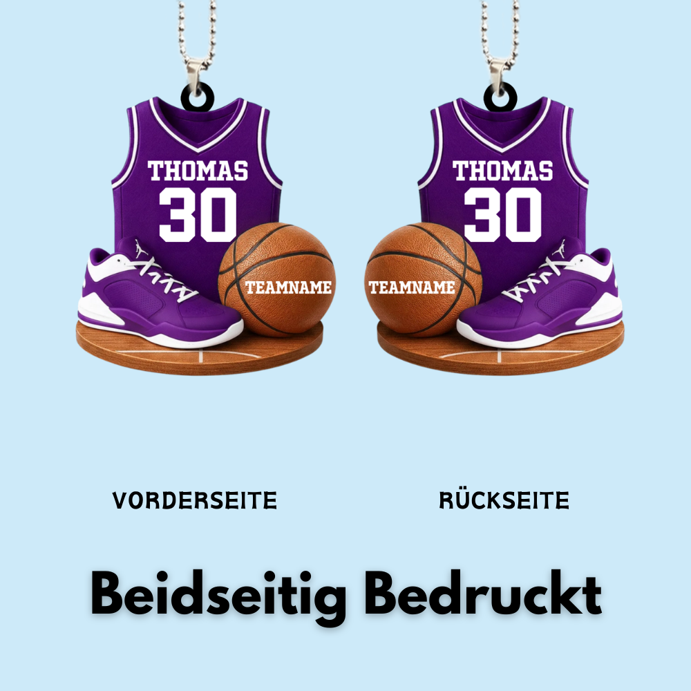 Fußball/Basketball und Trikot- Personalisierter Acrylanhänger mit Namen und Farbe