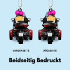 Paar auf Motorrad - Autoanhänger aus Acryl mit Figuren und Namen