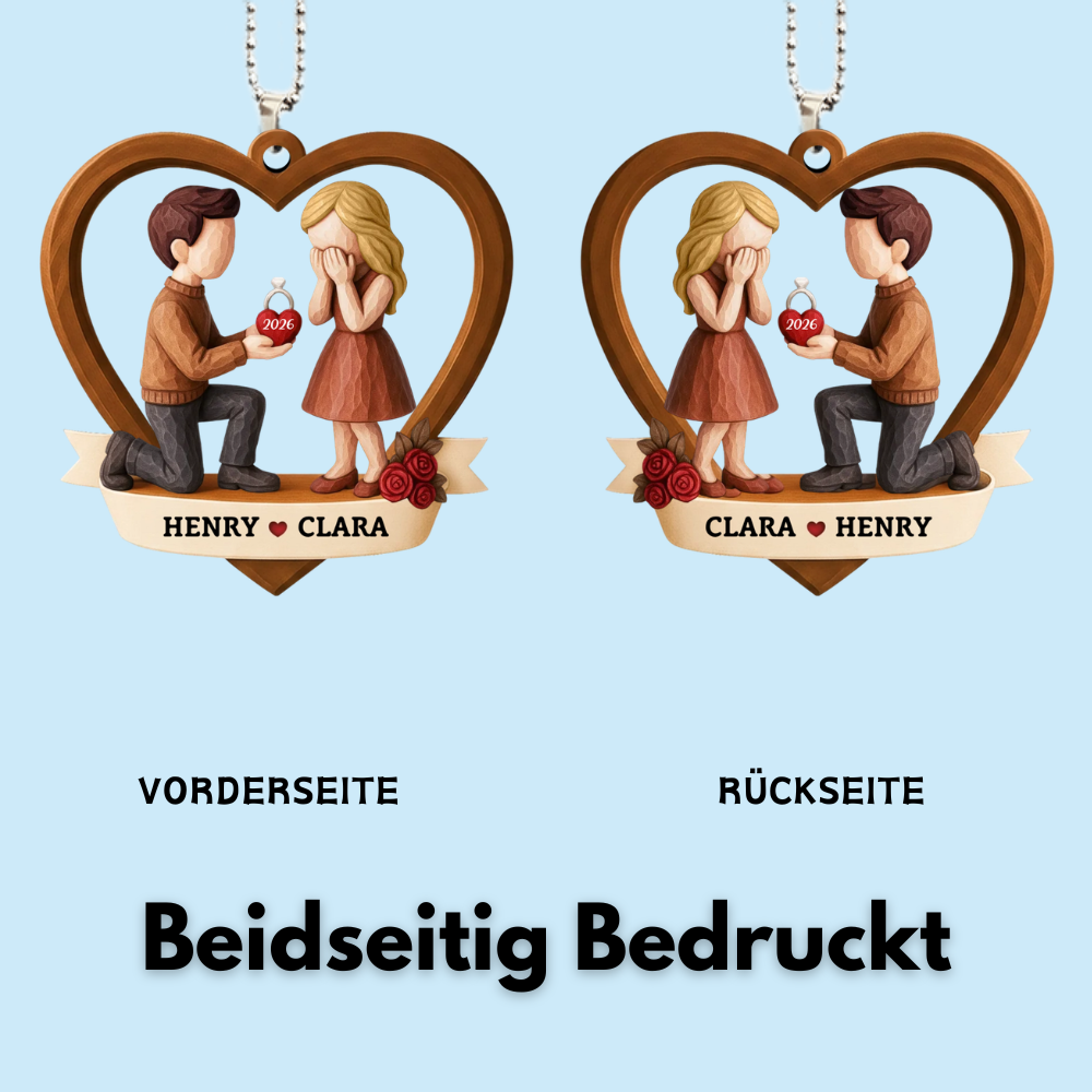 Personalisierter Holzanhänger „Sie hat Ja gesagt!“ – Verlobungsgeschenk für Paare