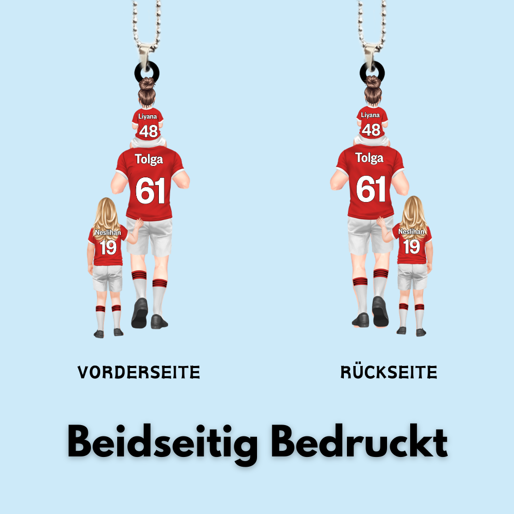 Papas Fußballmannschaft-Acrylanhänger mit Vater und Kinder