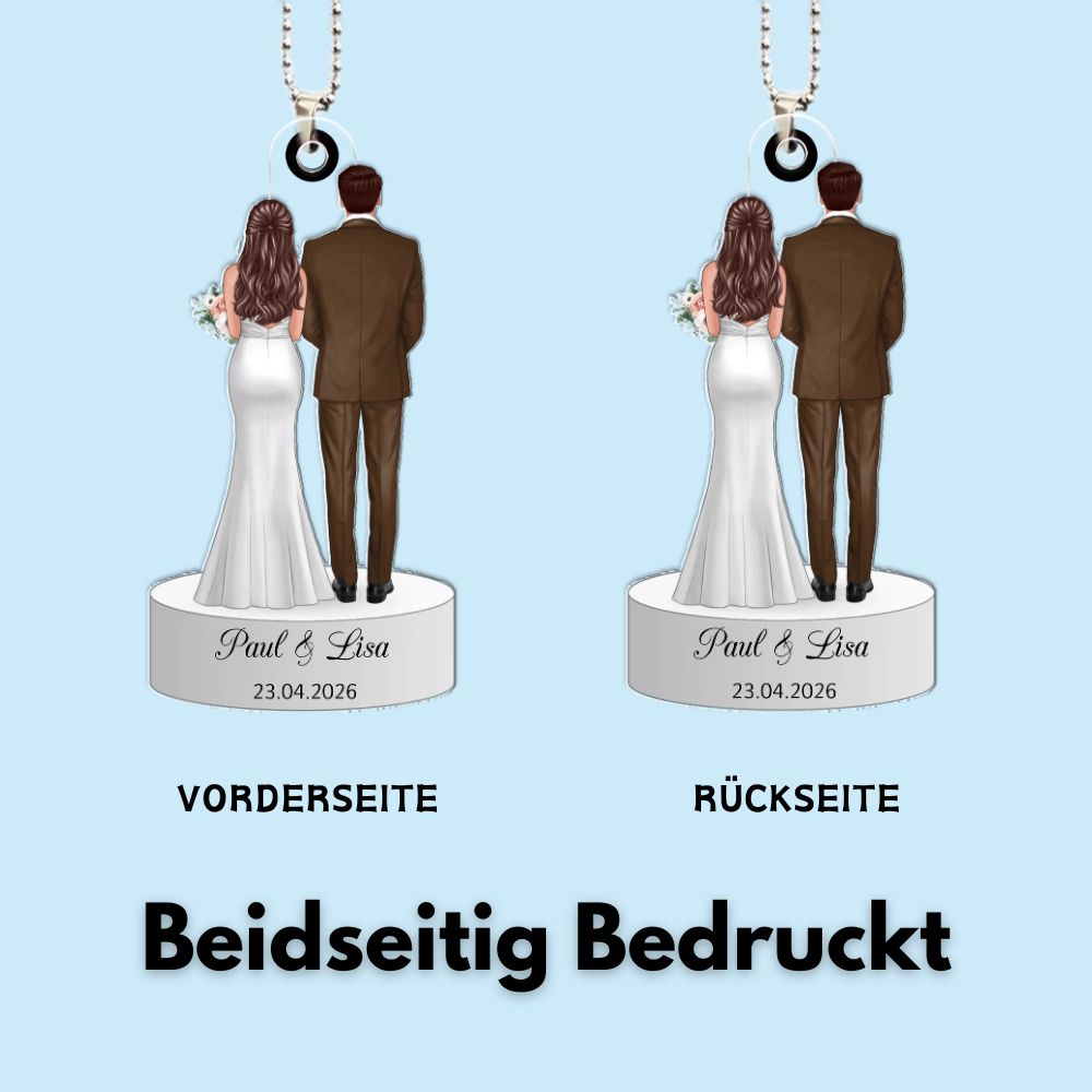 Hochzeitspaar-Personalisierter Acrylanhänger mit Figuren und Text Geschenk zum Jahrestag