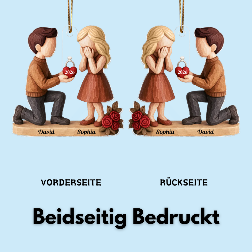 Heiratsantrag für Paare – Personalisierte Acryl-Ornament mit Namen und Datum