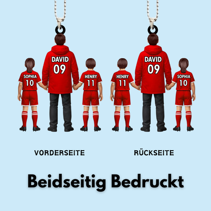 Papas Fußballteam- Personalisierter Acrylanhänger mit Mann und Kinder