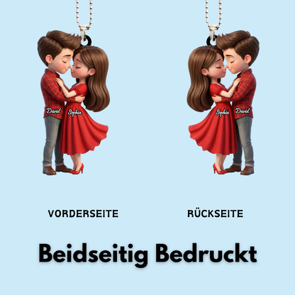 Paar in Rot-Personalisierter Acrylanhänger mit Namen Geschenk für Paar