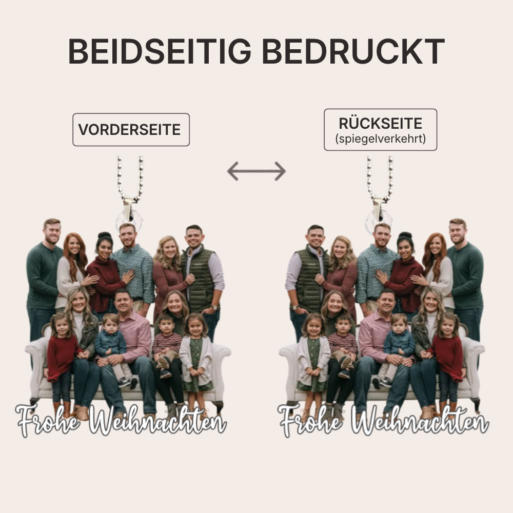 Personalisierter Acrylanhänger mit Foto und Text Christbaumschmuck für Familie
