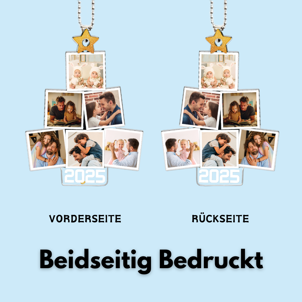Fotobaum-Personalisierter Acrylanhänger mit Fotos Christbaumschmuck für Familie