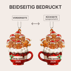 Personalisierter Acryl-Weihnachtsanhänger – Lebkuchenfamilie mit Namen