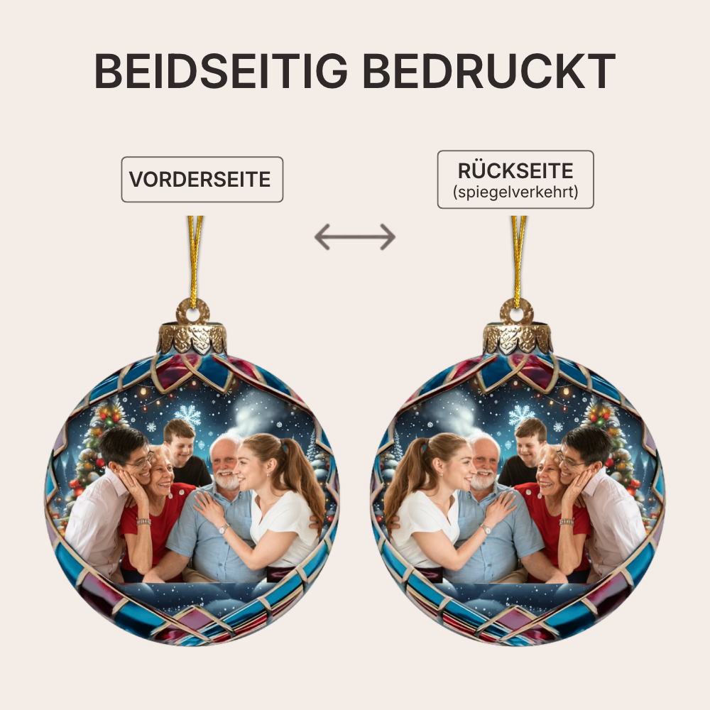 Personalisierter flacher Acryl-Weihnachtsanhänger mit Foto
