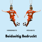 Fußballkind-Personalisierter Autoanhänger aus Acryl Geschenk für Junge
