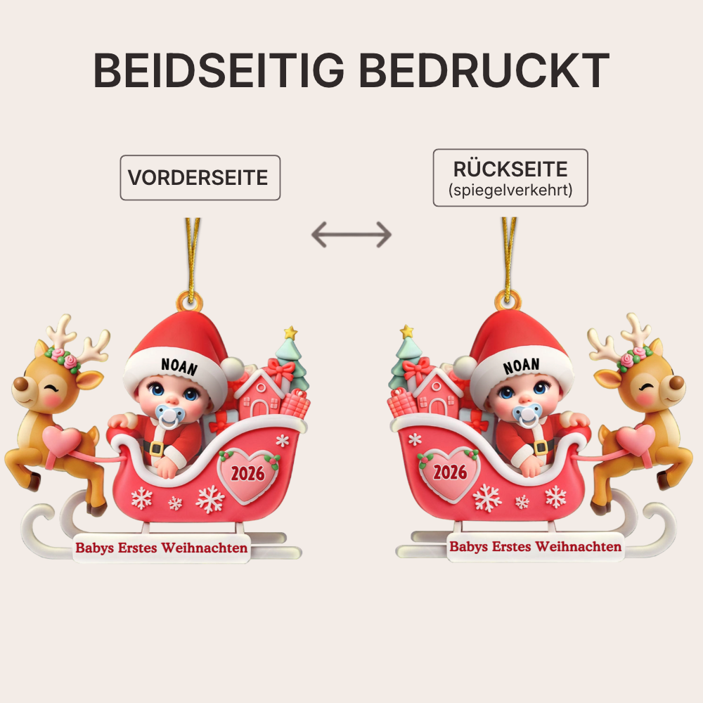 Babys Erstes Weihnachten - Personalisierter Christbaumschmuck mit Name und Jahr