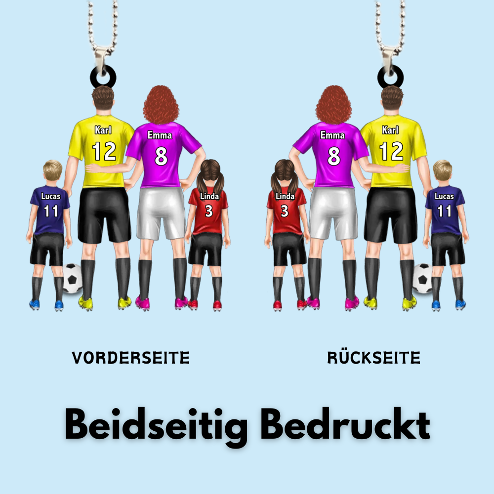 Fußballfamilie - Personalisierter Acrylanhänger mit Eltern und Kinder