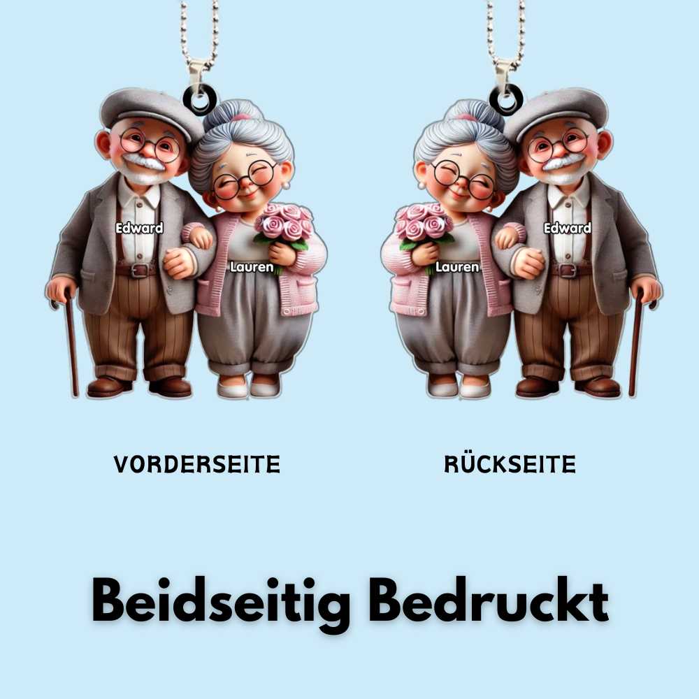 Älteres Paar Autoanhänger aus Acryl Geschenk für Paar und Großeltern