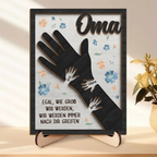 Personalisierte Holztafel mit Hände für Mama und Oma