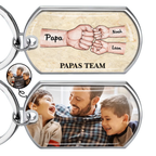 Fausstoß Foto-Edelstahl-Schlüsselanhänger mit Expoxidharz Geschenk für Papa