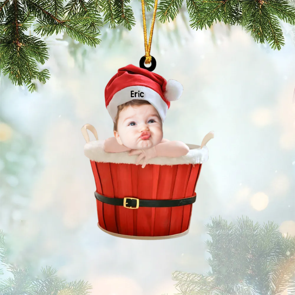 Baby Foto Duschwanne Weihnachtsschmuck mit Name Acylschmuck