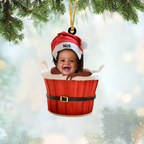 Baby Foto Duschwanne Weihnachtsschmuck mit Name Acylschmuck