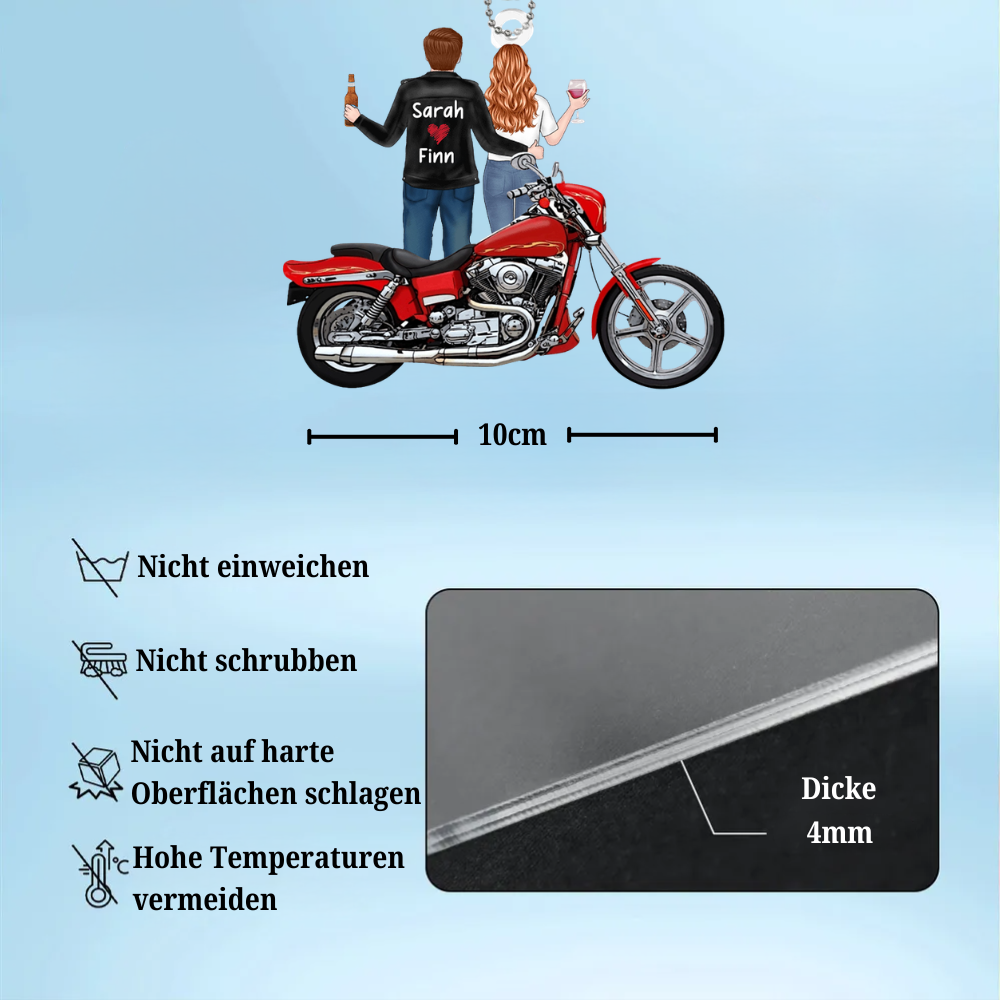 Motorradpaar mit Namen Personalisierter Autoanhänger aus Acryl