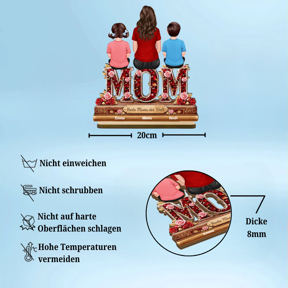 "MOM,MAMA, OMA" Holzaufsteller mit Frau und Kinder personalisiert