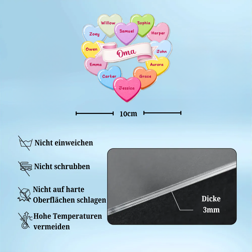 Acryl-Kühlschrankmagneten mit Herzen Geschenk für Oma