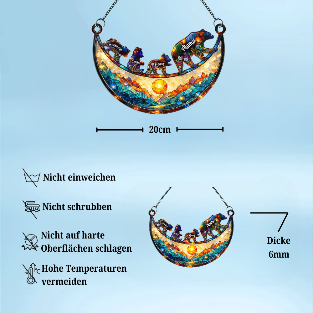 Bärenmama/Bärenoma mit Kindern - Sonnenfänger Ornament mit Namen personalisiert