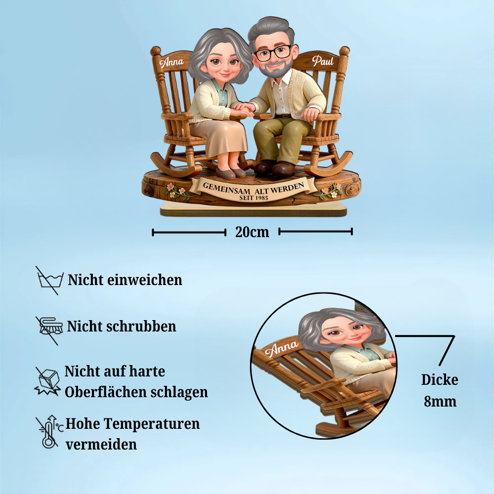 Gemeinsam alt werden... Personalisierter Holzaufsteller mit Paar und Jahr