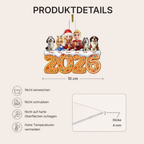Personalisierter Acryl-Weihnachtsanhänger 2026 – Familie & Haustiere