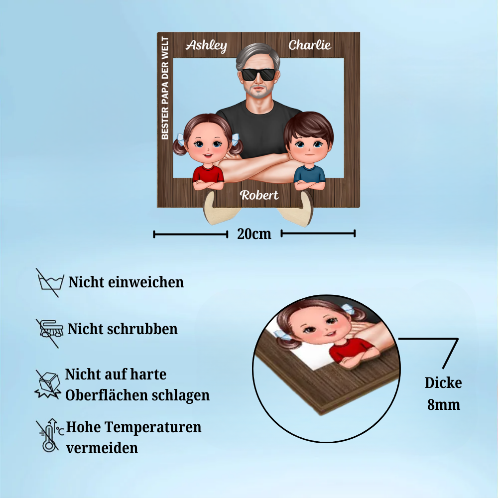 Bester Papa der Welt-Personalisierter Holzaufsteller mit Mann und Kinder Geschenk für Papa und Opa
