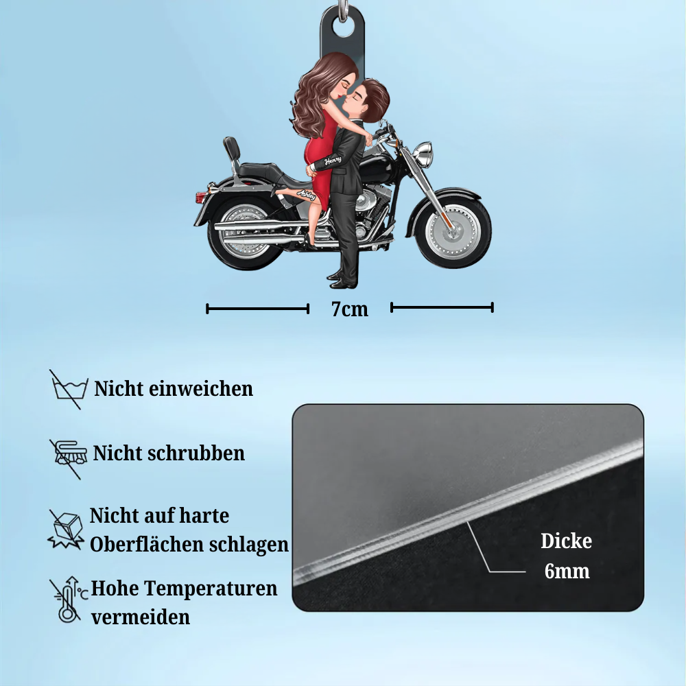 Motorrad-Paar Personalisierter Acrylschlüsselanänger mit Namen