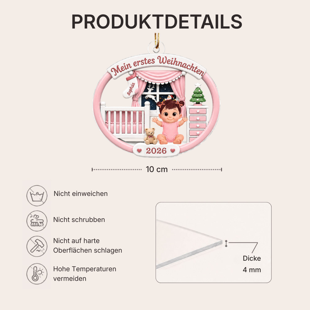 Personalisierter Acryl-Weihnachtsanhänger für Baby - Mein erstes Weihnachten