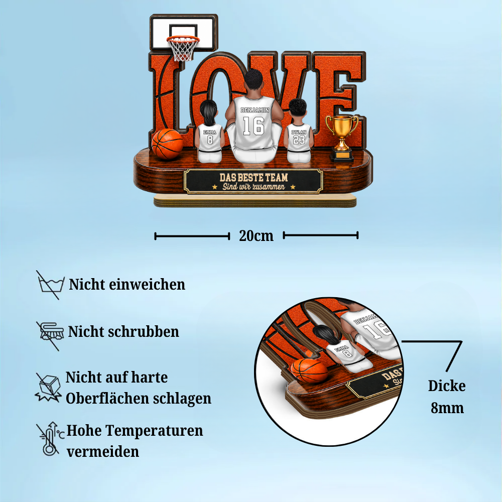Basketballfamilie - Personalisierter Holzaufsteller für Vater