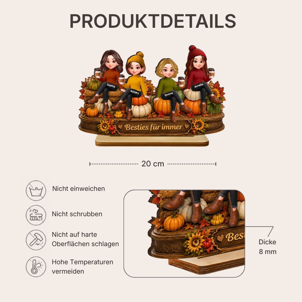 Personalisierter Holzaufsteller für die beste Freundin – Herbstmotiv