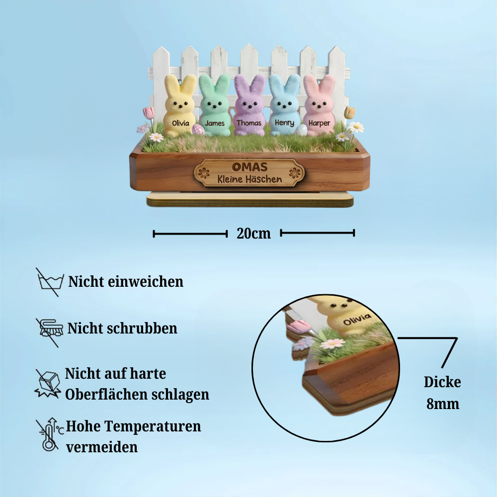 Personalisierter Holzaufsteller mit Hasen Geschenk für Oma