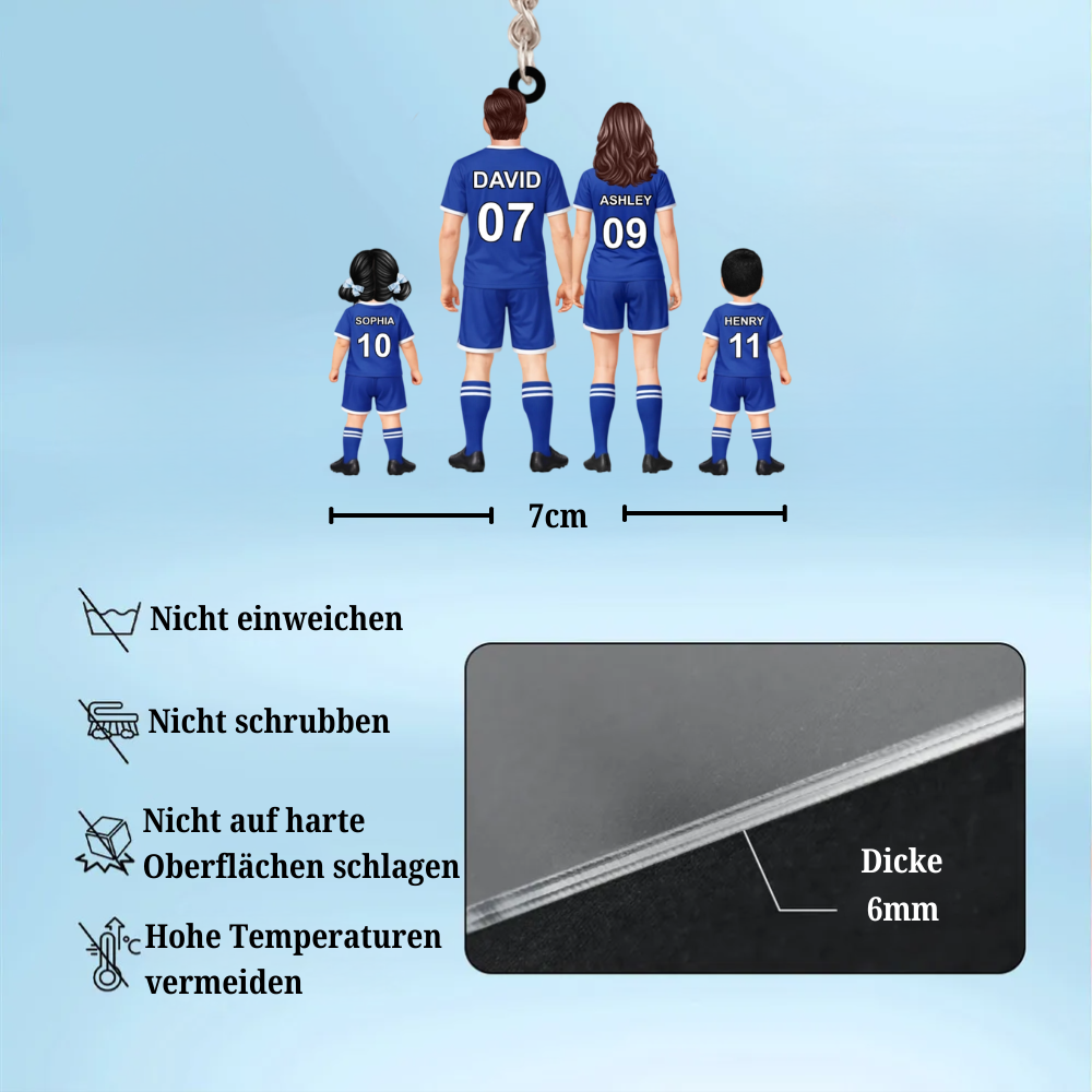 Personalisierter Acrylschlüsselanhänger mit Fußballfamilie