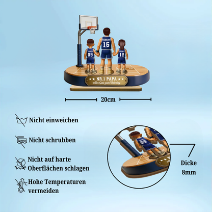 Basketballpapa und Kinder- Personalisierter Holzaufsteller mit Trikots und Text