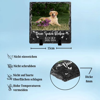 Personalisierte Schieferplatte mit Foto und Spruch Trauergeschenk