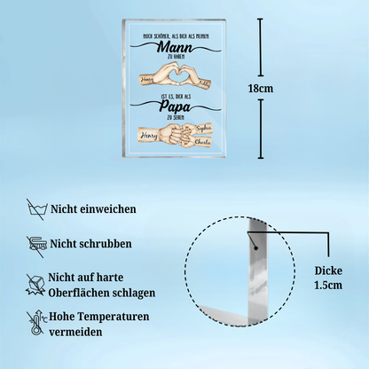 Acrylplakette mit Händen und Fauststoß für Papa Geschenk für Mann zum Vatertag