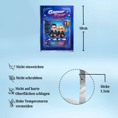 Gamer Paar - Personalisierter Acrylblock mit Paar und Namen