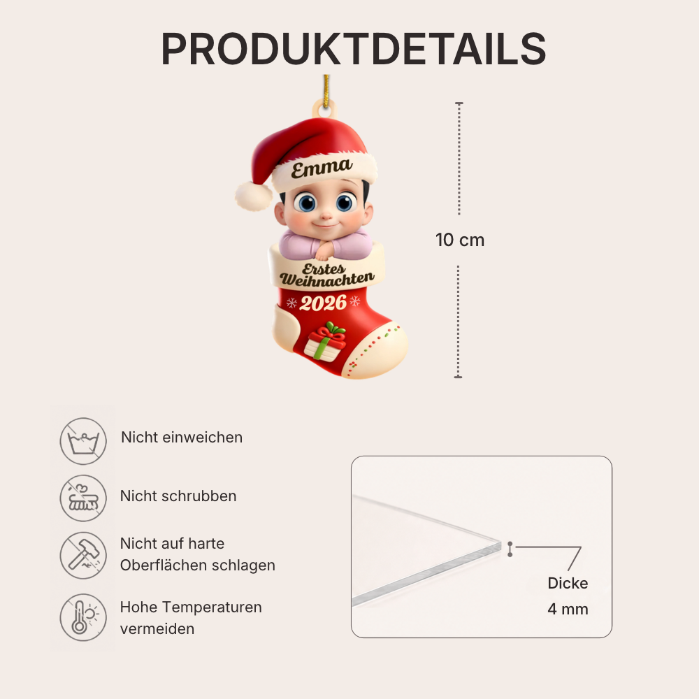 Erstes Weihnachten 2025 - Acrylanhänger Weihnachtsanhänger mit Baby