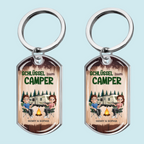 "Camping-Paar" Personalisierter Edelstahl-Schlüsselanhänger mit Expoxidharz