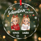 Personalisierter Glas-Ornament „Beste Freundinnen“  Christbaumschmuck mit Gravur