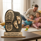 Personalisierter 2-Schicht-Holzaufsteller mit Fußabdrücken Geschenk für Vater