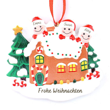 Lebkuchenhaus Familie Personalisierte Weihnachtsdekoration 2-7 Namen