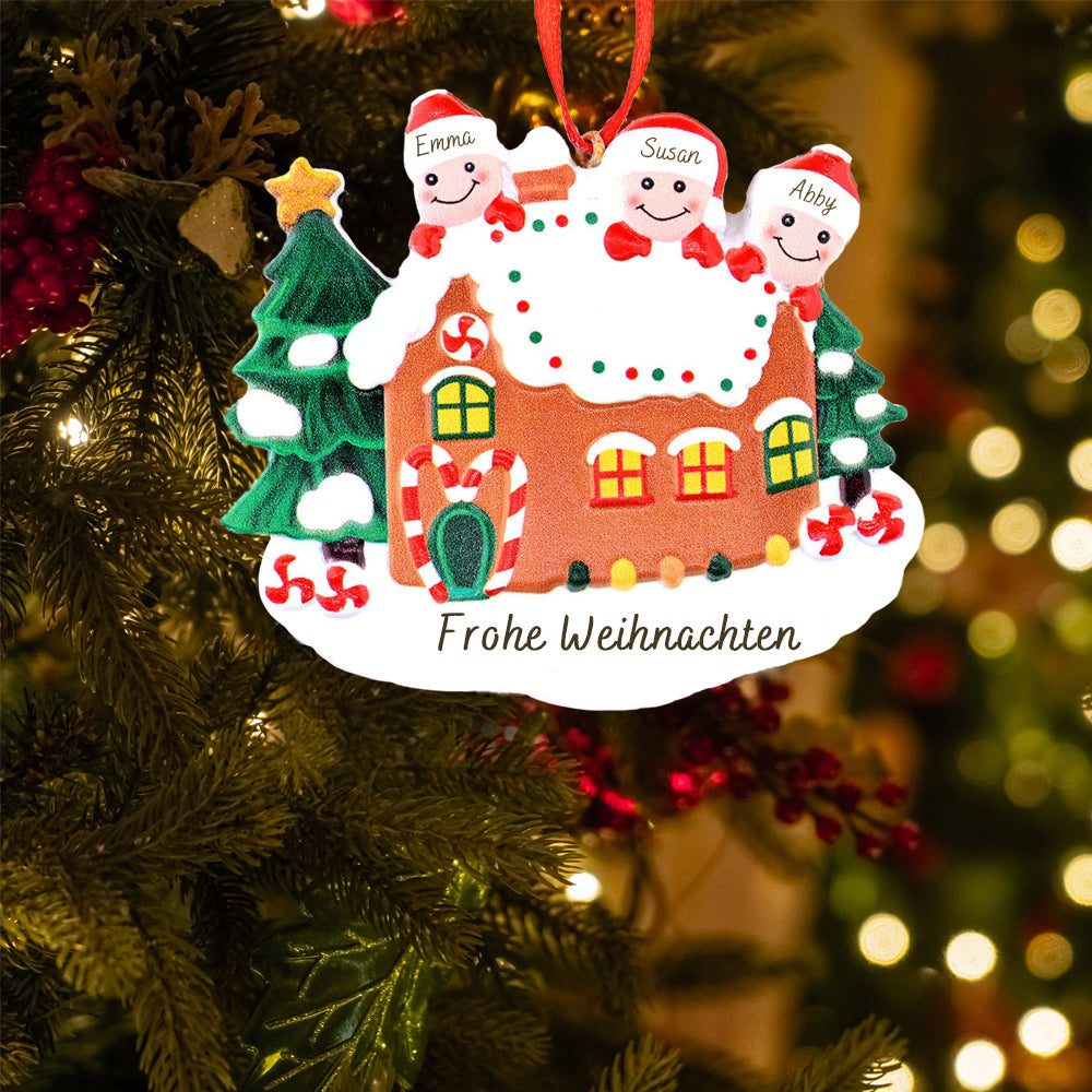 Lebkuchenhaus Familie Personalisierte Weihnachtsdekoration 2-7 Namen
