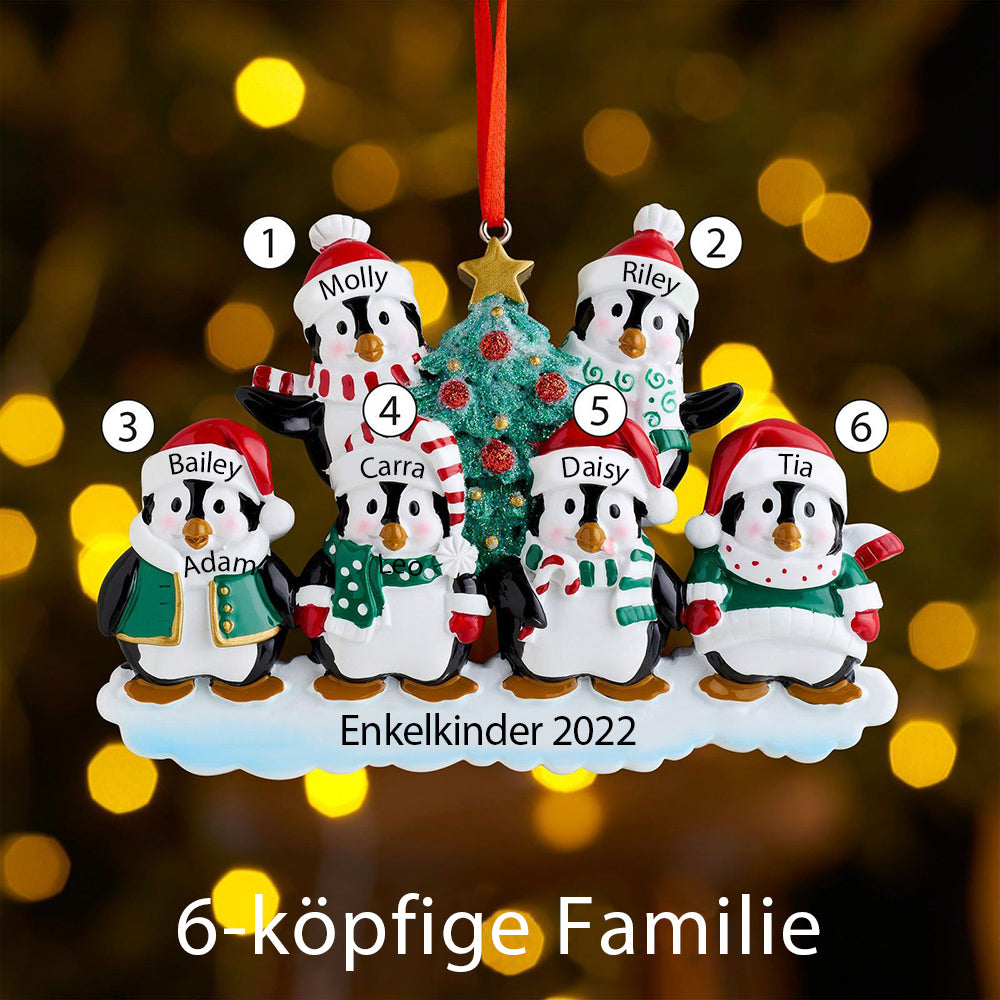 Winterpinguin-Familie Personalisierte Weihnachtsdekoration mit 2- 9 Namen