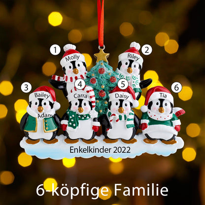 Winterpinguin-Familie Personalisierte Weihnachtsdekoration mit 2- 9 Namen