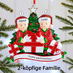 Weihnachtsschmuck Familie Familie beim Öffnen der Geschenke 2-6 Namen