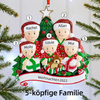 Weihnachtsschmuck Familie Familie beim Öffnen der Geschenke 2-6 Namen