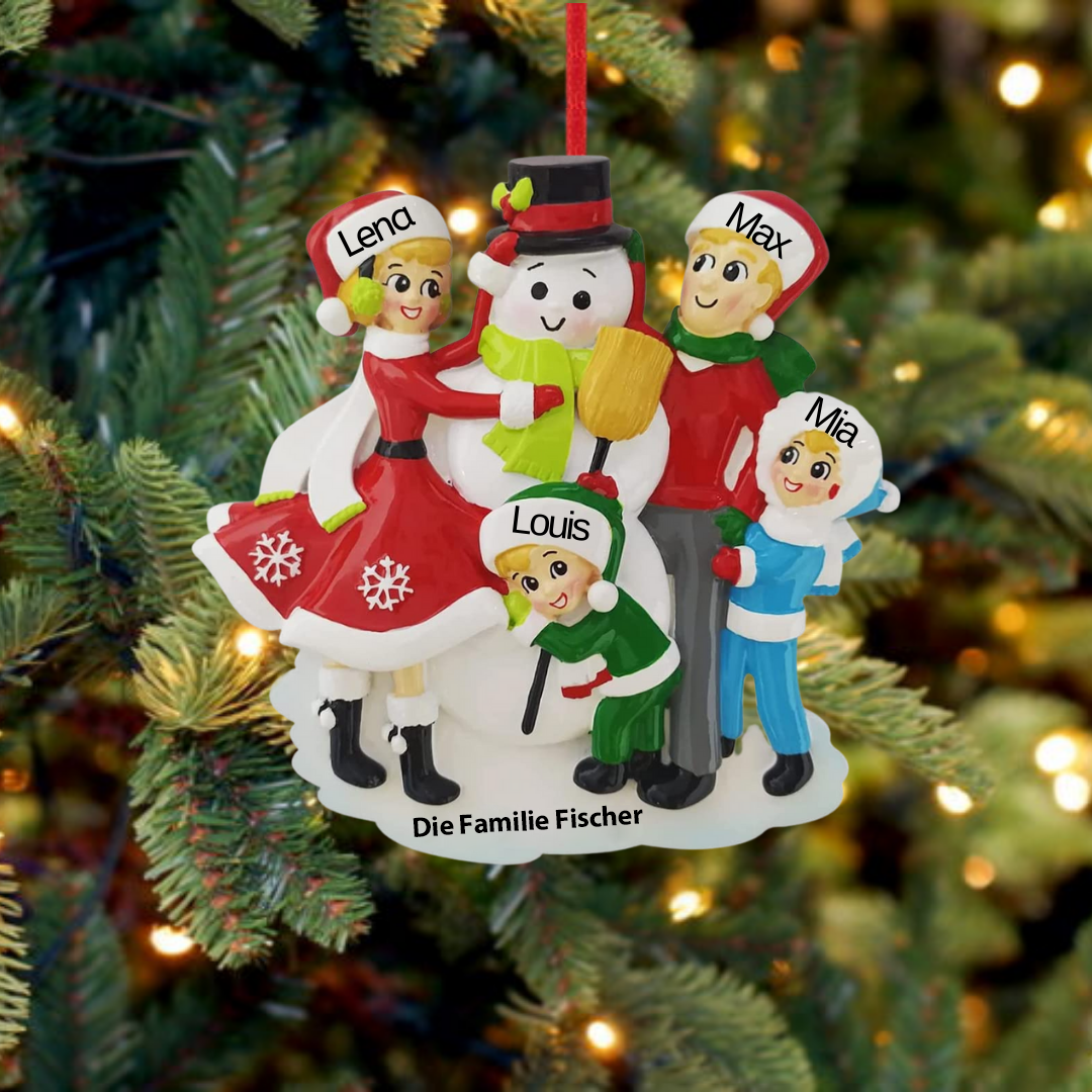 Weihnachtsschmuck Familie mit Schneemann 3-6 Namen